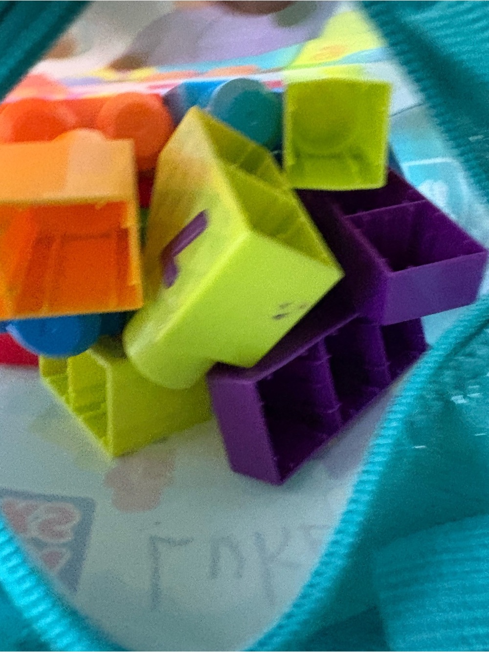 Colorful Interlocking Building Blocks Set - Purple & Yellow